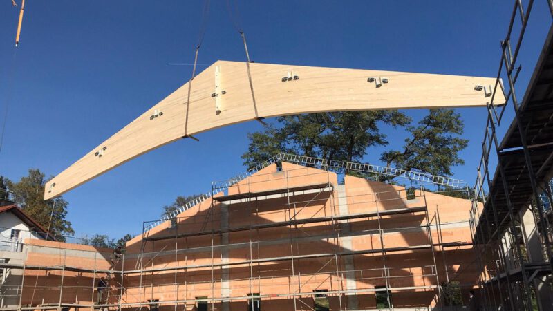 Referenzen Ingenieurbüro Martin Huber Baustelle einer Mehrzweckhalle in Hybridbauweise in Ruhstorf an der Rott